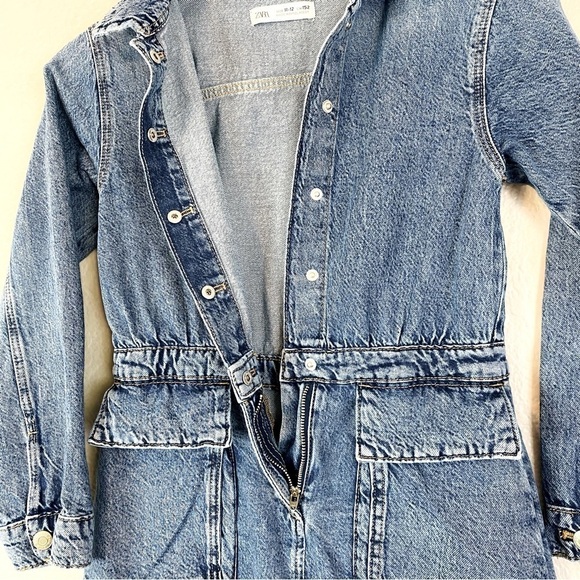 Zara Stonewash Denim Jean Dress Size 11-12yrs - Picture 5 of 7